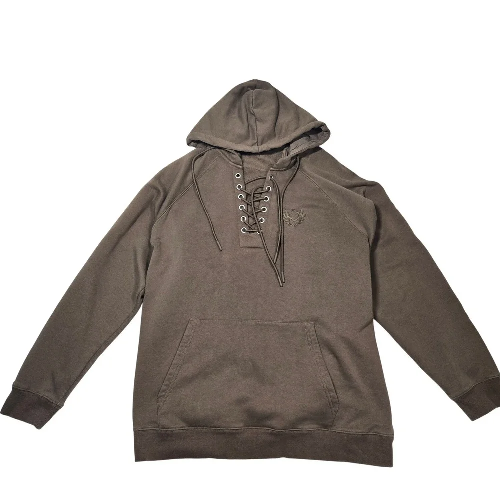 Dungeons Dragons Universal Studios Hoodie 2XL Brown Lace Up Neck Embroidered DnD